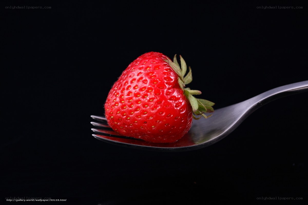 strawberry on a fork