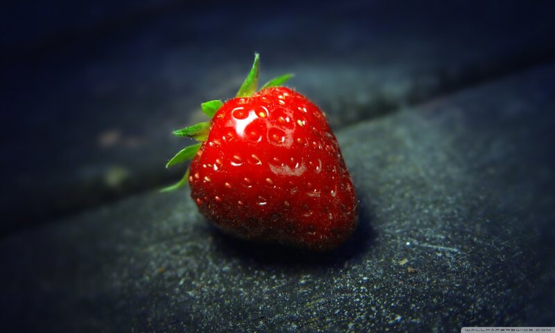 Strawberry on Dark Surface — Red