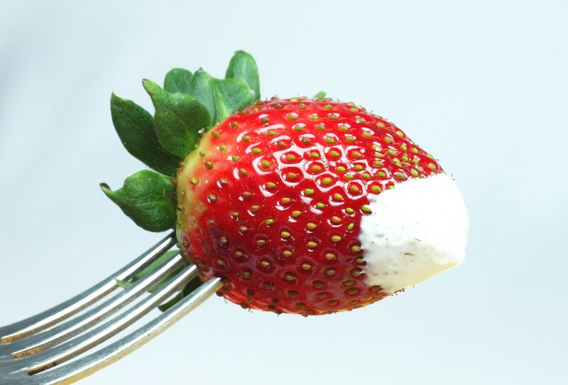 Strawberry on Fork — Red