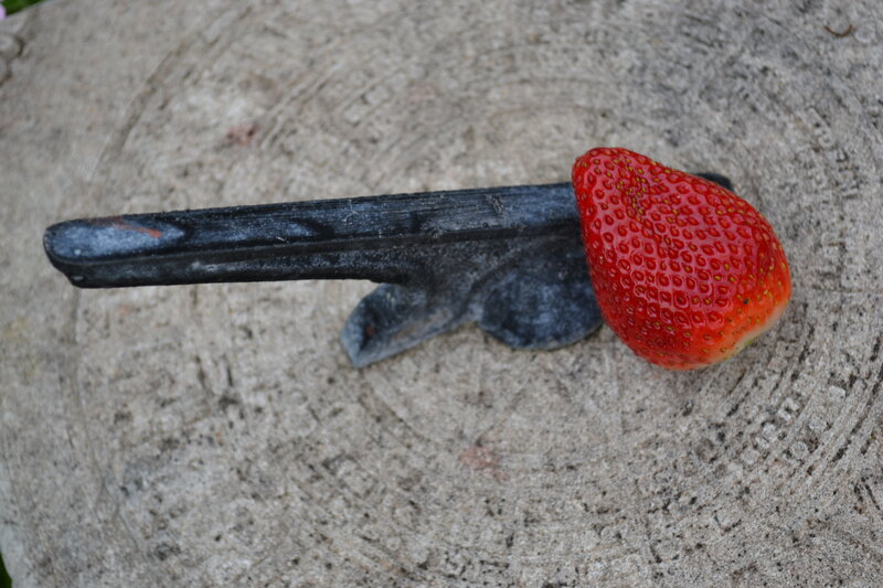 Strawberry on Metal Tool