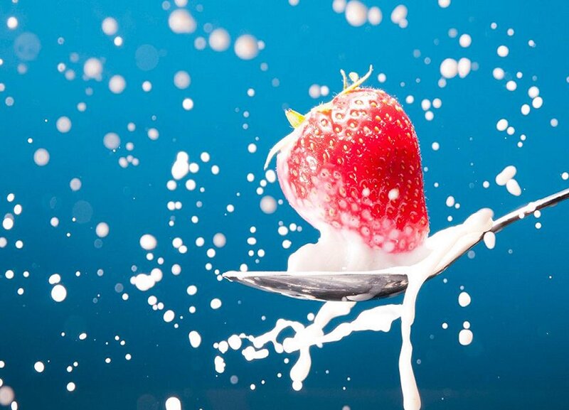 Strawberry on Spoon — Blue