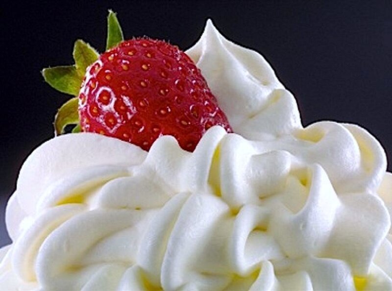strawberry on whipped cream