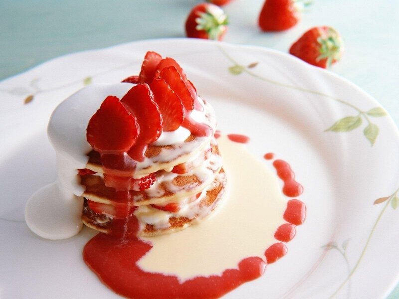 Strawberry pancake stack