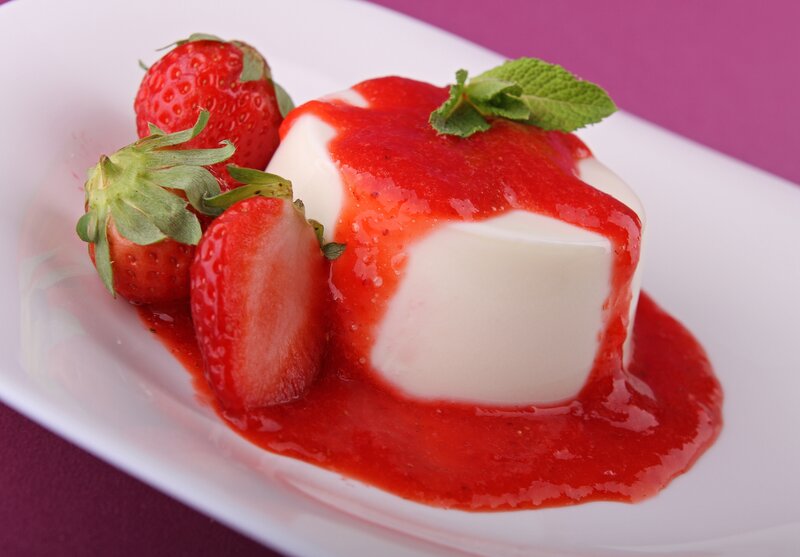 Strawberry Panna Cotta — White, Fresh