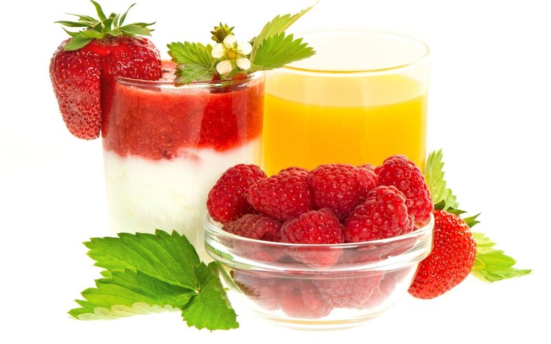 Strawberry Parfait and Raspberries — Red, Fresh
