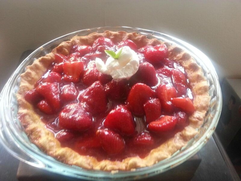 Strawberry Pie in Glass Dish