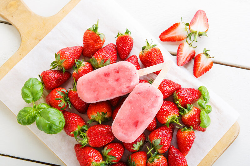 Strawberry Popsicles and Berries