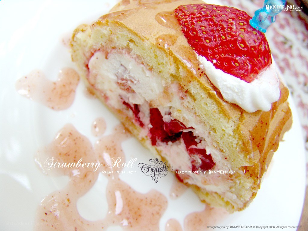 Strawberry Roll Cake Slice