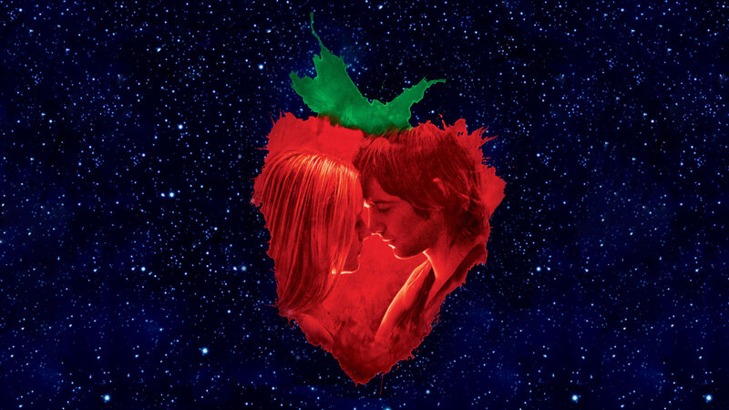 strawberry-shaped couple in space
