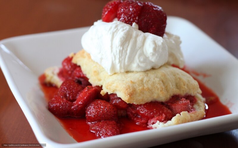 Strawberry Shortcake Dessert — Red, Appetizing, Photograph, Whipped Cream