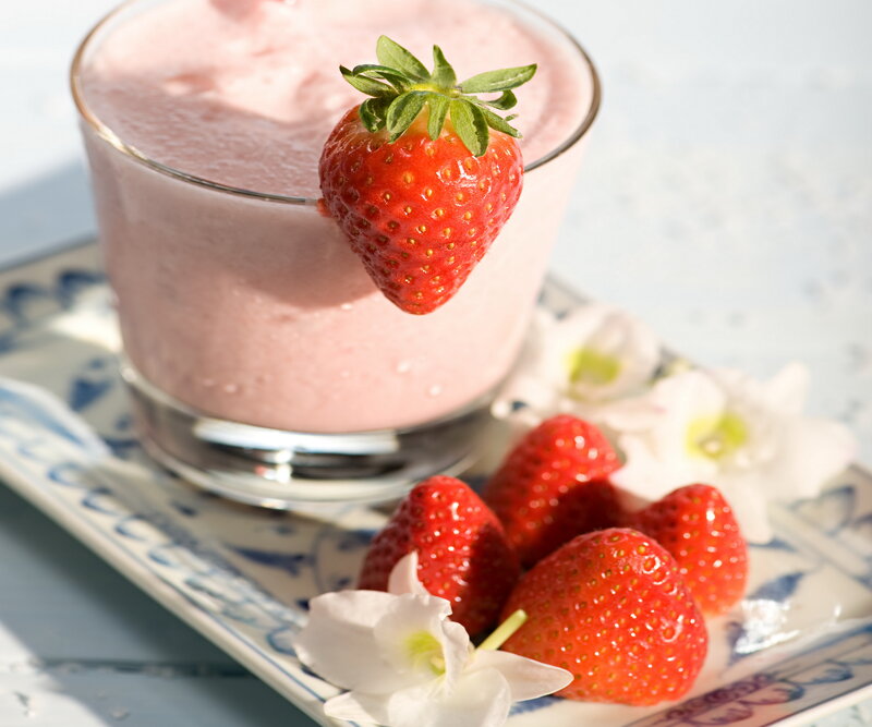 Strawberry Smoothie in Glass — Pink, Fresh
