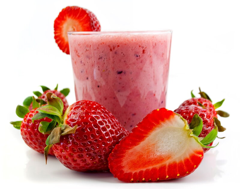 Strawberry Smoothie in Glass — Red, Fresh, Photograph, Strawberries