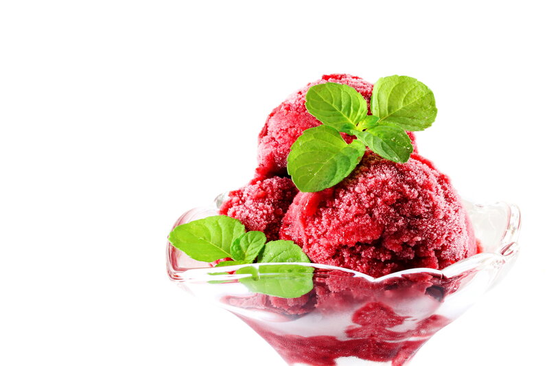 Strawberry Sorbet in Bowl