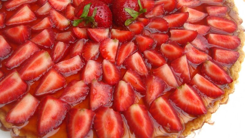 Strawberry Tart — Red, Appetizing, Photograph, Sliced Strawberries