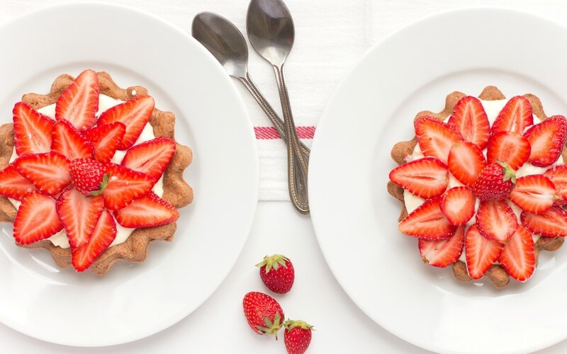 Strawberry Tarts on Plates