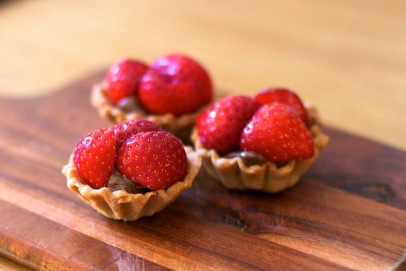 Strawberry Tarts on Wood — Red