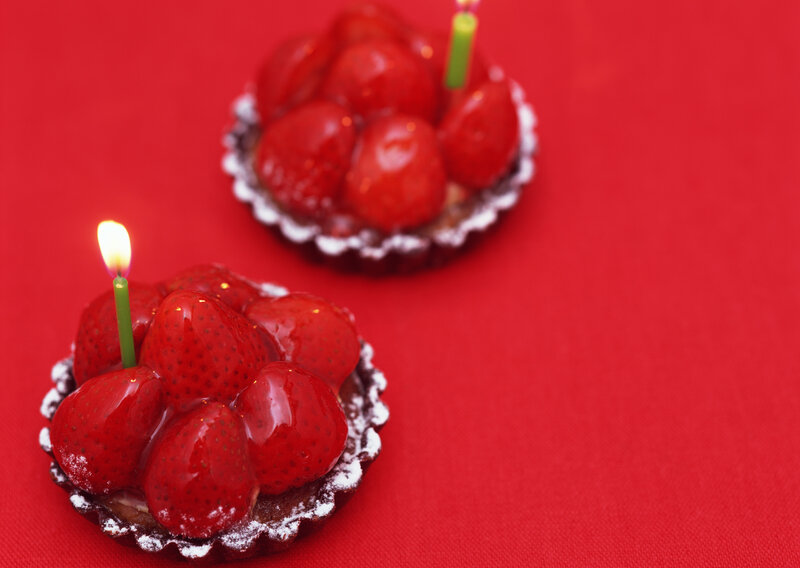 Strawberry tarts with candles