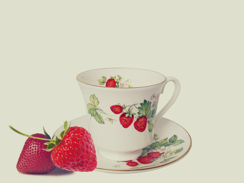 Strawberry Tea Cup — White