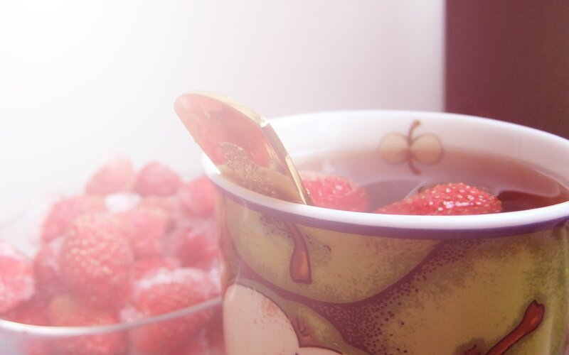 strawberry tea in a cup