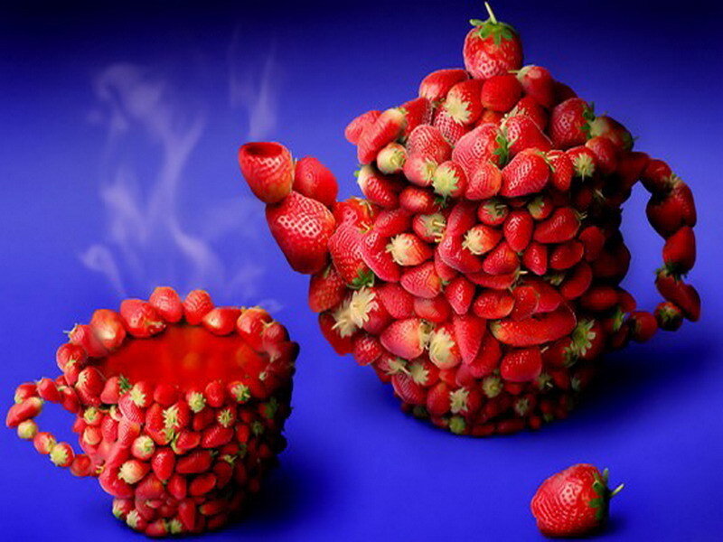 strawberry tea set