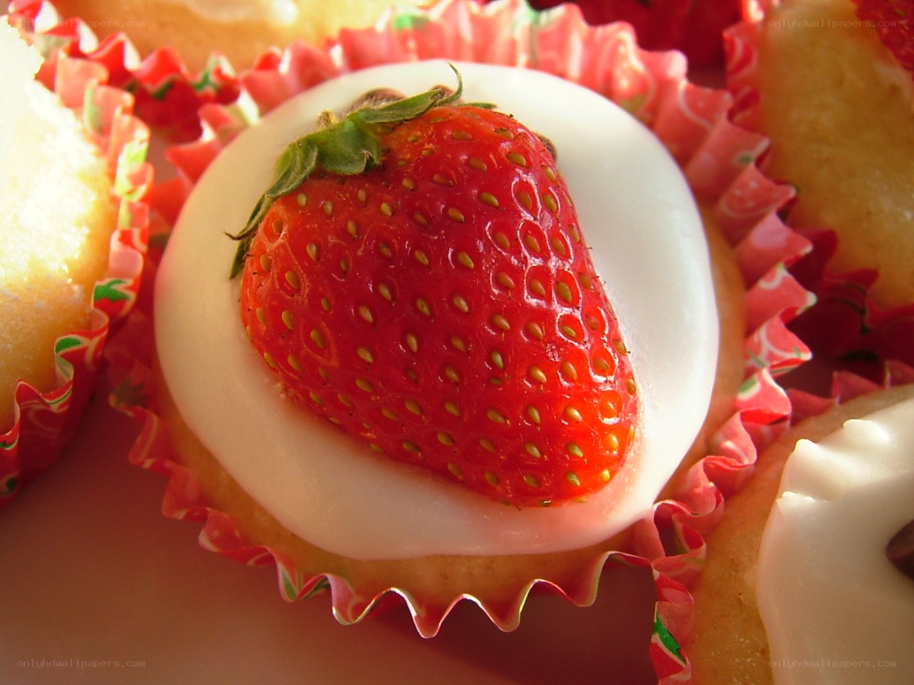 strawberry-topped cupcakes