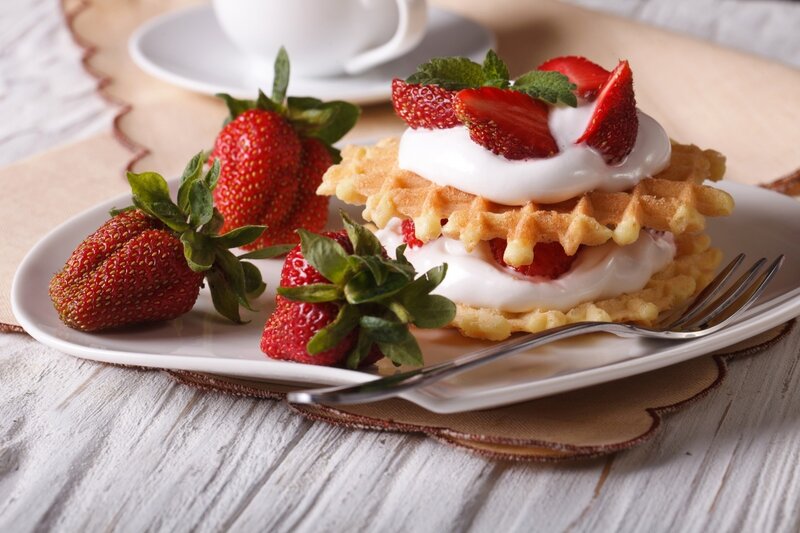 Strawberry Waffle Dessert — White