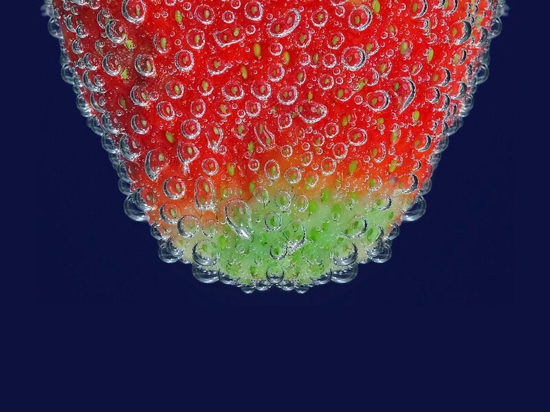 strawberry with bubbles