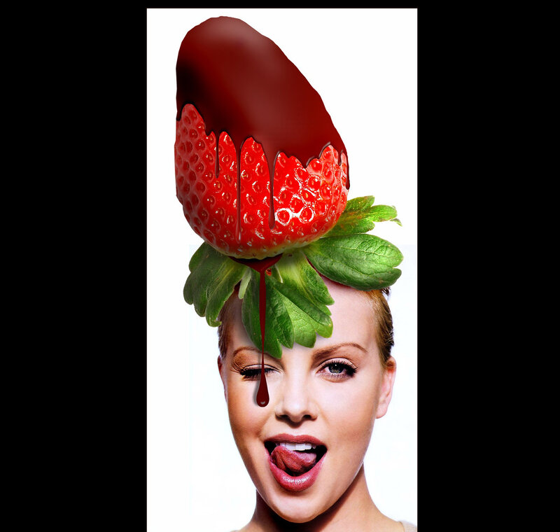 strawberry with chocolate on head