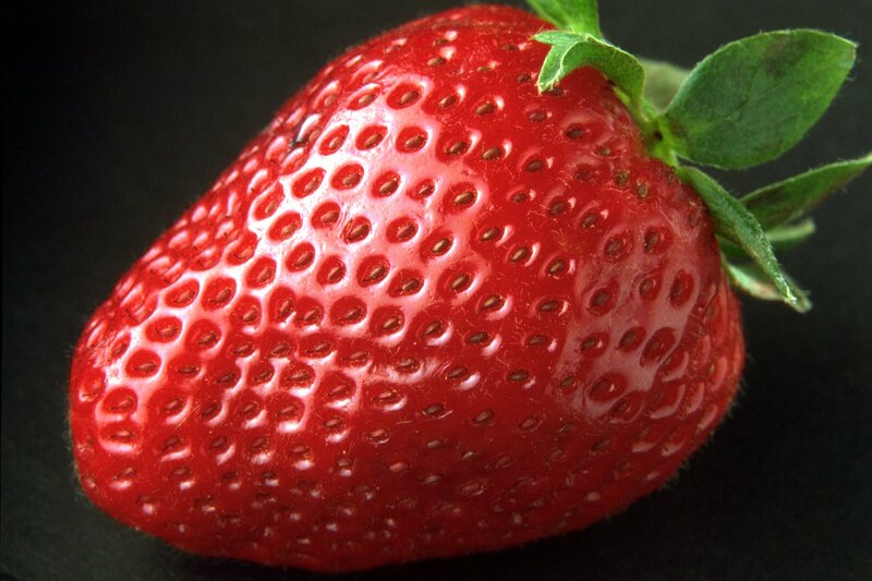 Strawberry with Green Leaves — Red, Dramatic
