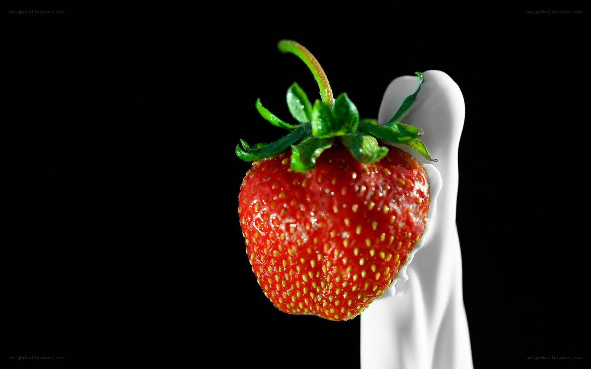 strawberry with milk splash