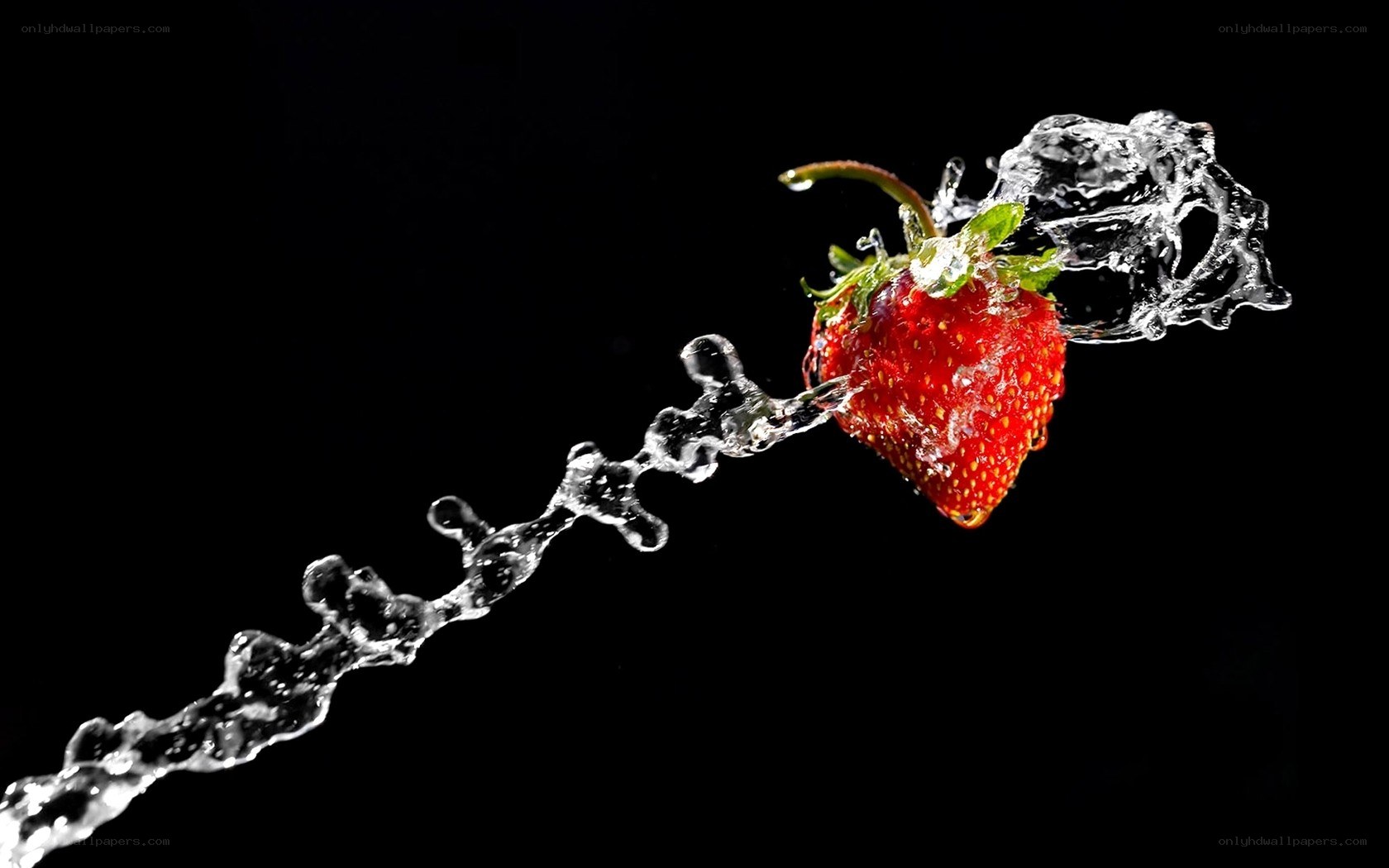 strawberry with water splash