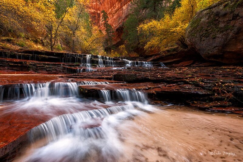 Stream Cascading over Rocks — Red