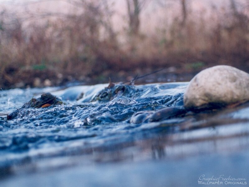 Stream Flowing over Rocks — Blue, Calm