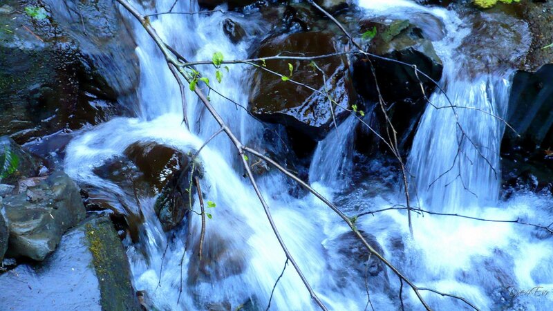 Stream Flowing over Rocks — Blue, Dynamic, Photograph