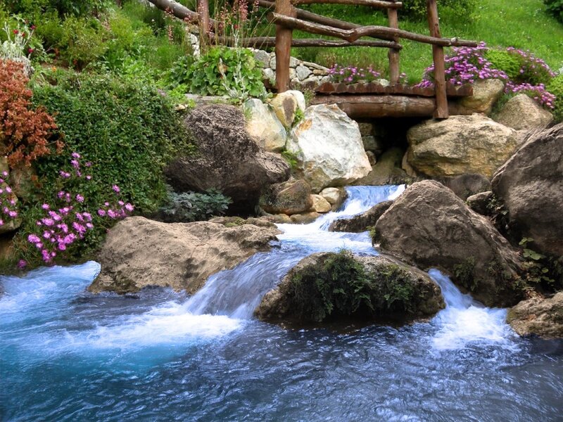 Stream Flowing over Rocks — Blue, Serene, Spring