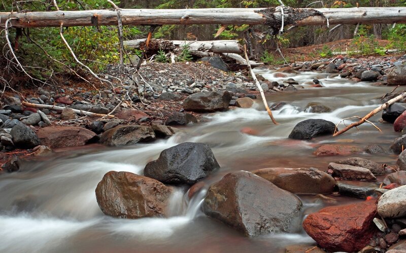 Stream Flowing over Rocks — Brown, Calm, Photograph