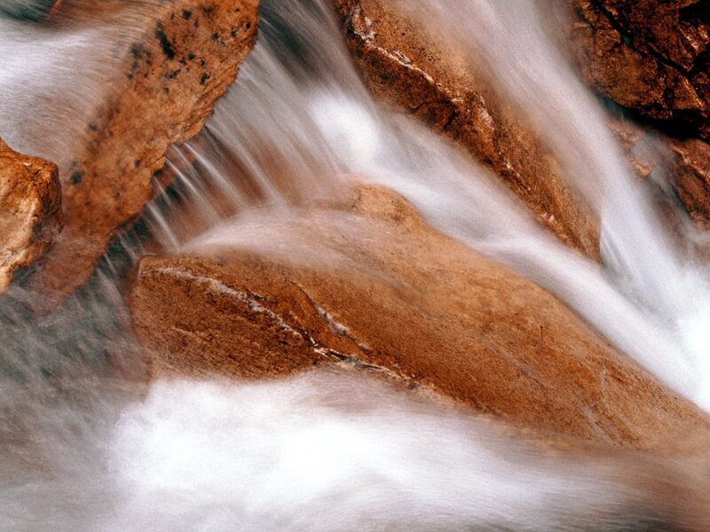 Stream Flowing over Rocks — Brown, Calm, Photograph, Water