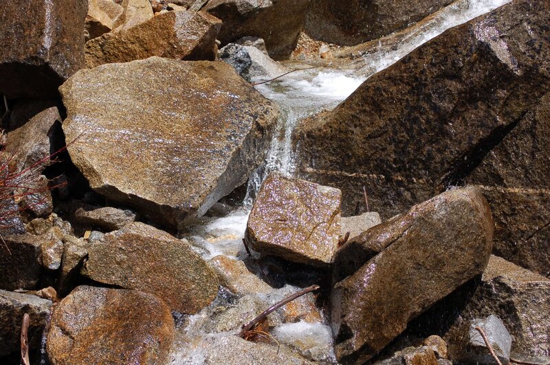 Stream Flowing over Rocks — Brown, Natural, Afternoon, Photograph, Water, Sticks