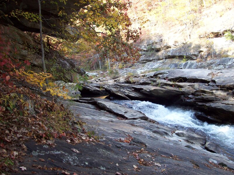 Stream Flowing over Rocks — Brown, Serene, Autumn, Photograph