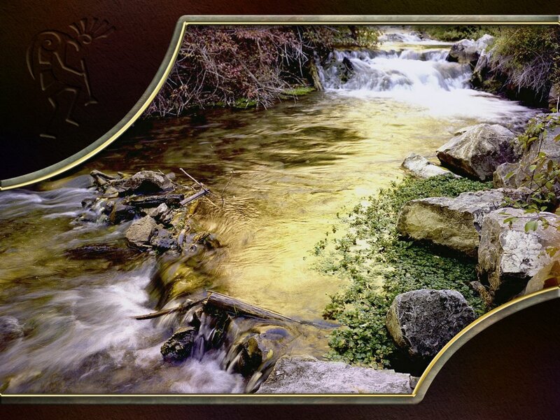 Stream Flowing over Rocks — Brown, Serene, Photograph