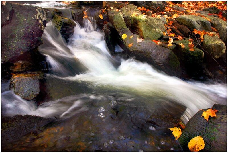 Stream Flowing over Rocks — Brown, Serene