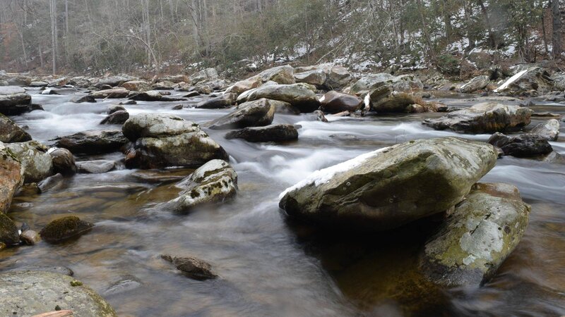 Stream Flowing over Rocks — Brown, Serene, Winter