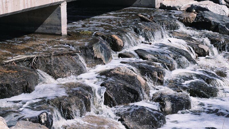 Stream Flowing over Rocks — Gray, Active