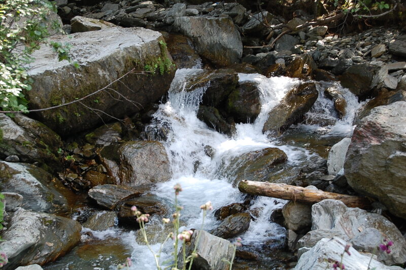 Stream Flowing over Rocks — Gray, Calm