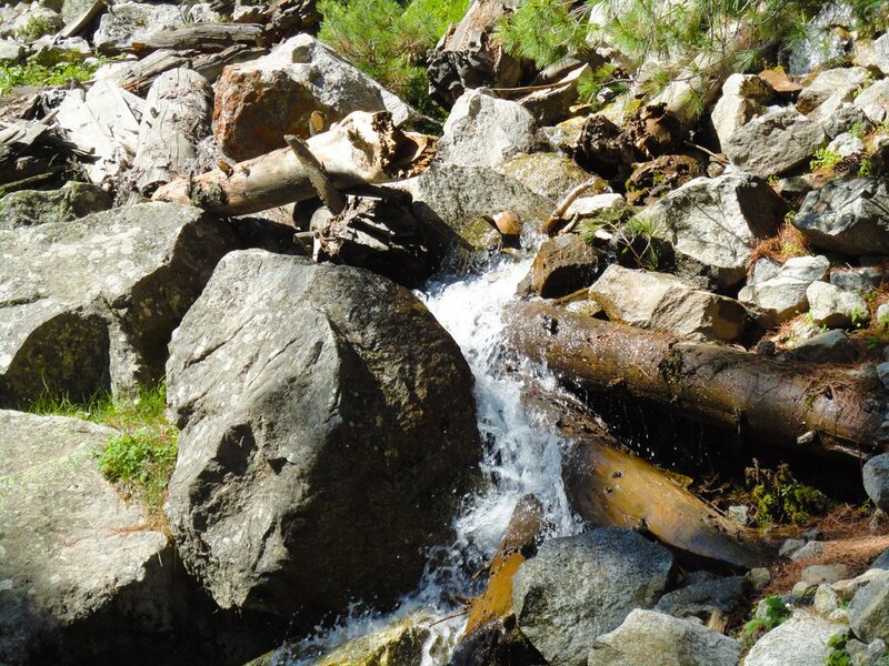 Stream Flowing over Rocks — Gray, Natural, Afternoon, Photograph