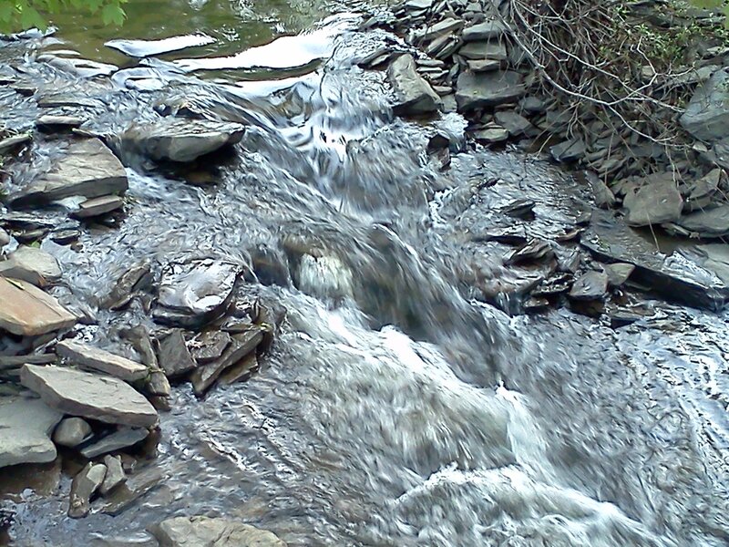 Stream Flowing over Rocks — Gray, Natural, Afternoon