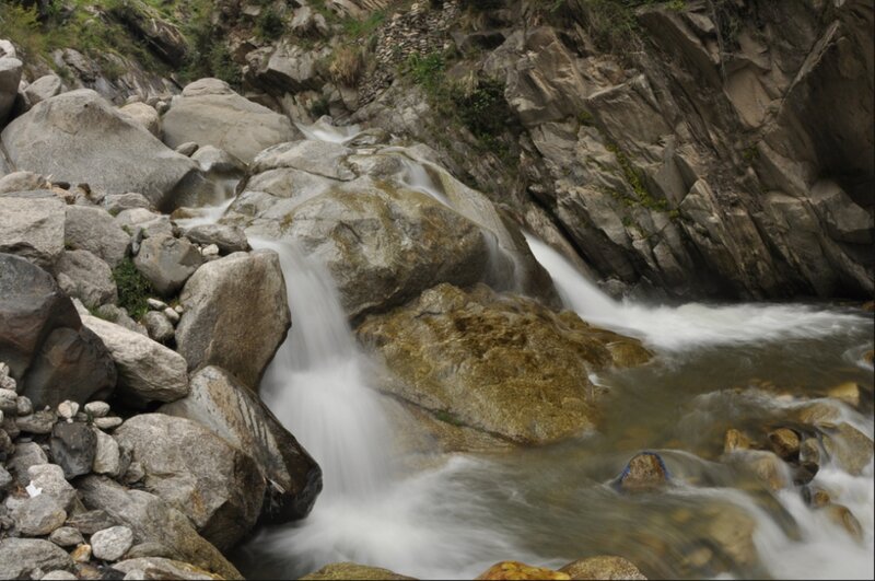 Stream Flowing over Rocks — Gray, Serene