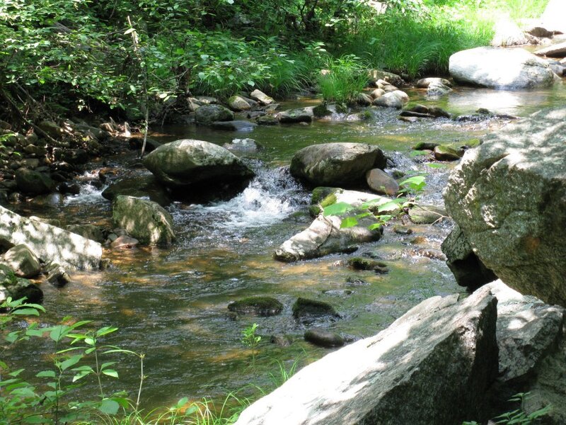 Stream Flowing over Rocks — Green, Serene, Summer