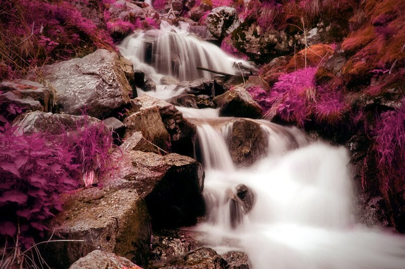 Stream Flowing over Rocks — Purple, Serene