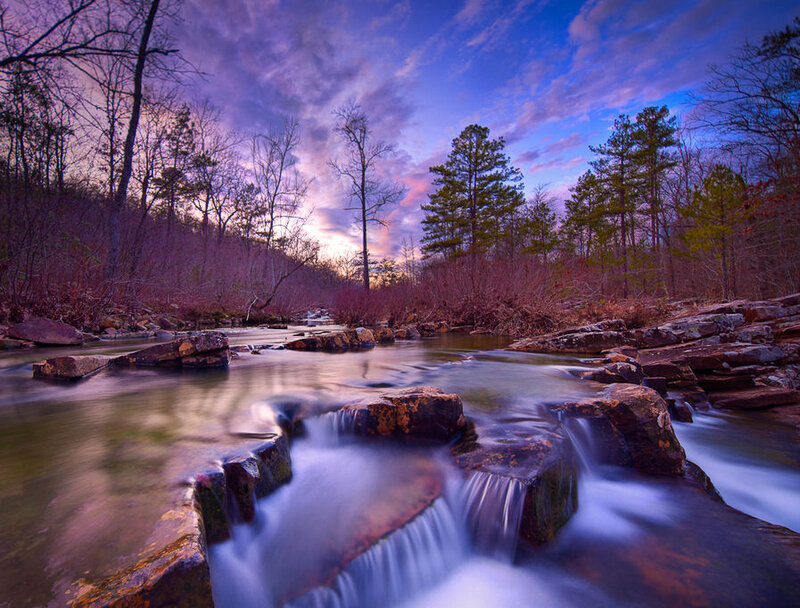 Stream Flowing over Rocks — Purple